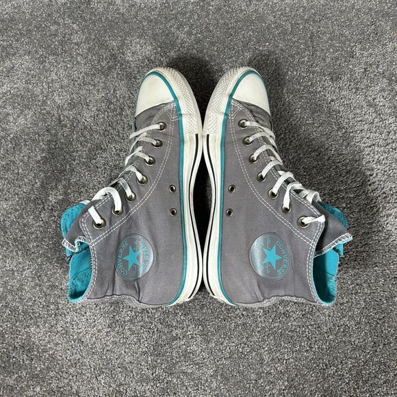 Converse Chuck Taylor All Star High Women’s Sz 8 Gray Teal Side Zip Skate Shoes - Picture 8 of 13